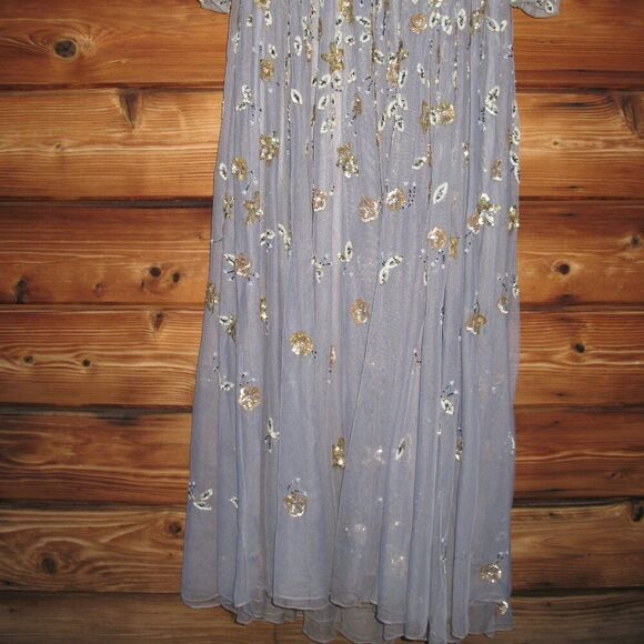 Mac Duggal 5533 Platinum Embellished High Neck Long Sleeve A Line Gown Dress - Picture 12 of 13